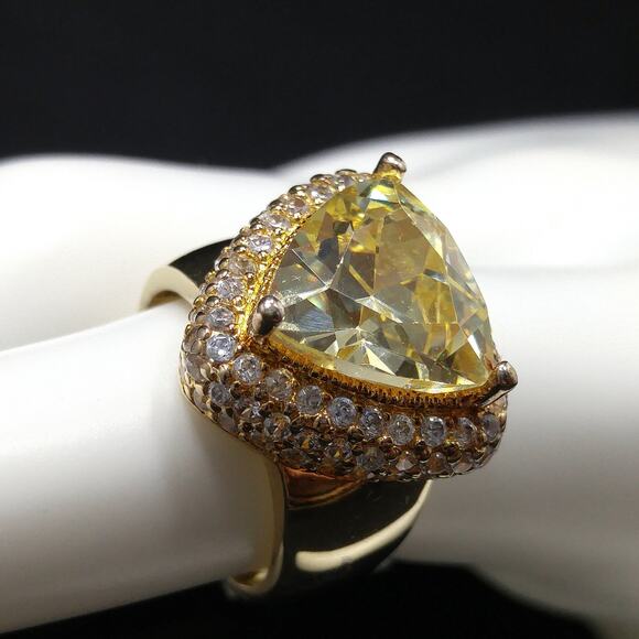 Bella Luce Yellow CZ Ring, 18K Gold Over Sterling Silver, Size 6, NOS w/ Tag - Picture 4 of 10